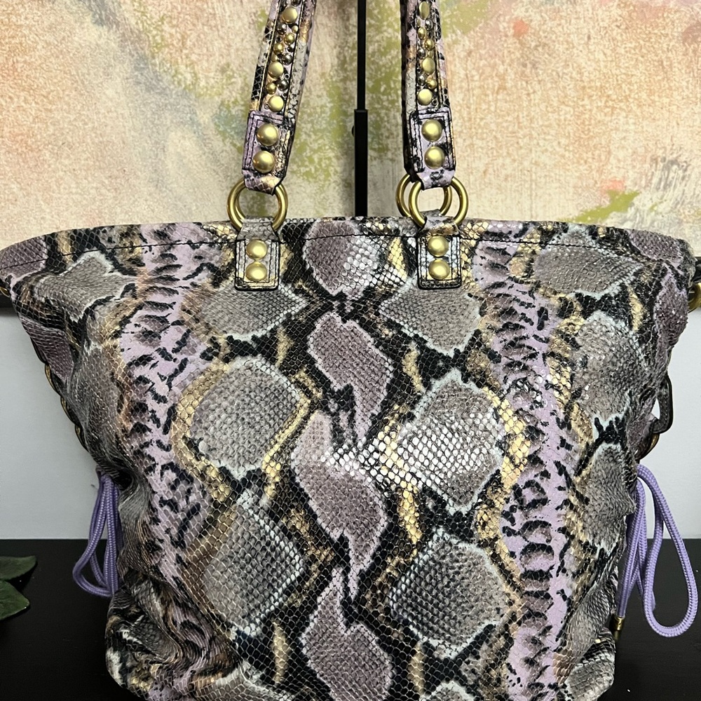 Coach Poppy Python Embossed Leather Bag - Picture 9 of 16